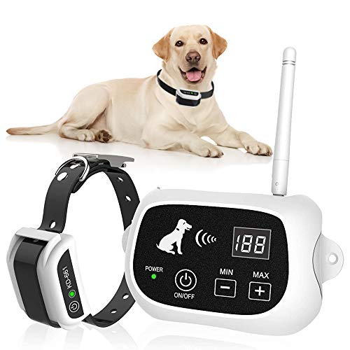 Wireless Dog Fence, Pet Containment System, Pets Dog Containment System Boundary Container with IP65 Waterproof Dog Training Collar Receiver, Adjustable Range, Harmless for All Dogs