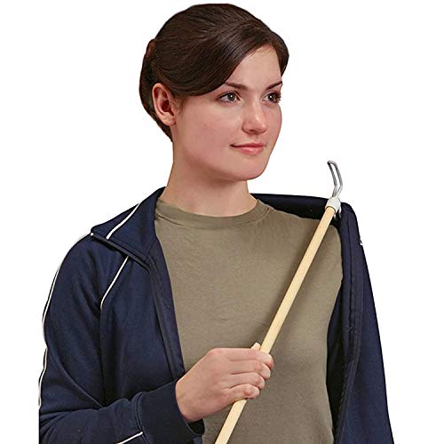 DMI Wood Dressing Stick with Metal and Vinyl Hooks, Lightweight Aid for Dressing and Retrieving Items, 27 Inches