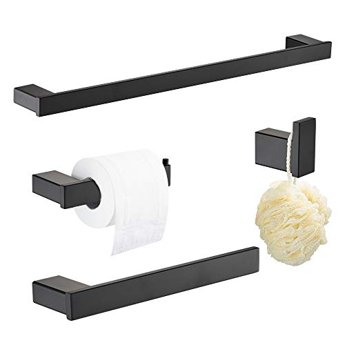 Klabb B58 4-Piece ss304 Bathroom Hardware Accessory Set with 24' Towel Bar -Matte Black