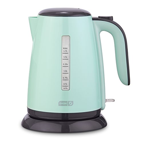Dash DEZK003AQ Easy Electric Kettle + Water Heater with Rapid Boil, Cool Touch Handle, Cordless Carafe + Auto Shut off for Coffee, Tea, Espresso & More, 57 oz. / 1.7L, Aqua