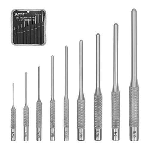 9-Pieces Roll Pin Punch Set, SEDY Roll Pin Punch Tool Kit, Gunsmithing Removing Repair Tool with Black Oxford Packet for Automotive, Watch Repair, Jewelry and Craft (No More Rusty)