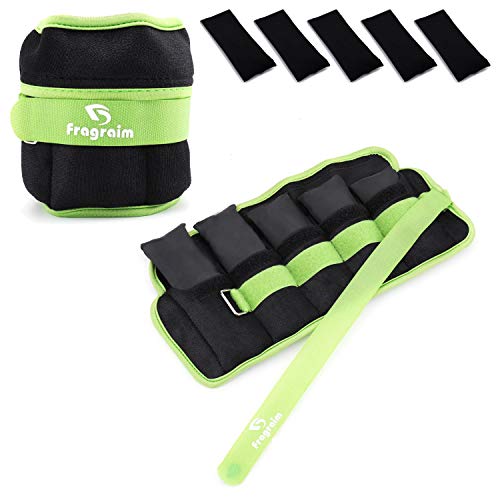 Fragraim Adjustable Ankle Weights 1-4 LBS Pair with Removable Weight for Jogging, Gymnastics, Aerobics, Physical Therapy, Resistance Training|0.4-2 lbs Each Pack, 2 Pack, Green