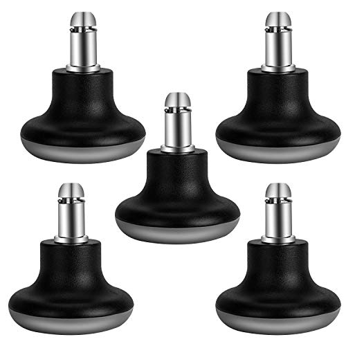 Bell Glides Replacement Office Chair Swivel Caster Wheels to Fixed Stationary Castors, Short Profile Black 5pcs