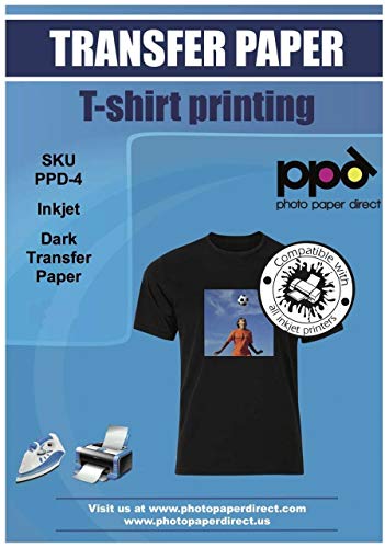 PPD Inkjet Premium Iron-On Dark T Shirt Transfers Paper LTR 8.5x11' Pack of 50 Sheets (PPD004-50)