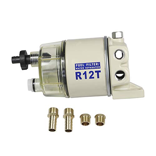 CARMOCAR Marine Fuel Water Separator/Diesel Fuel Filter/Water Separator for R12T MARINE SPIN-ON HOUSING 120AT NPT ZG1/4-19 Includes 2 fittings,2 plugs