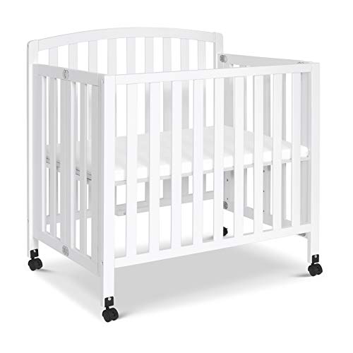 DaVinci Dylan Folding Portable 3-in-1 Mini Crib and Twin Bed in White, Greenguard Gold Certified