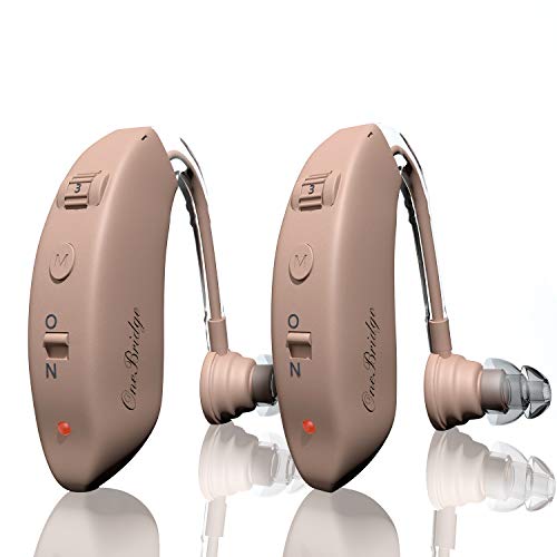 Hearing Amplifier Aid Rechargeable Digital Personal Sound Amplifier Devices PSAP for Seniors,Behind The Ear,BTE,TV,2-Pack (Fleshcolor)