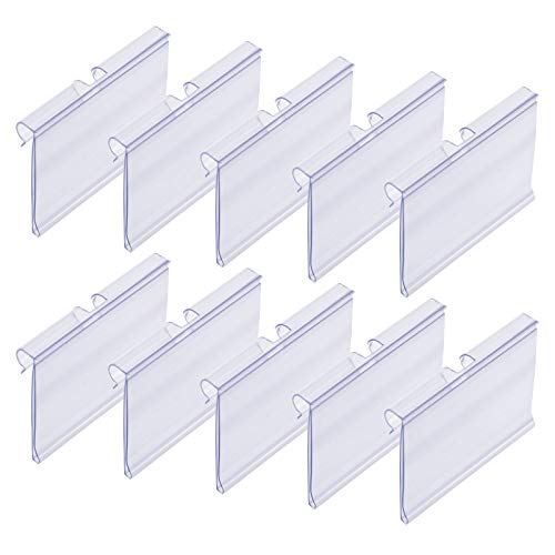Meetory 50 PCS Clear Plastic Label Holders for Wire Shelf Retail Price Label Merchandise Sign Display Holder(6cm x 4cm)