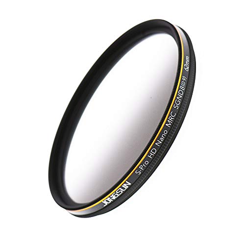 JONGSUN 62mm ND Filter, Color Graduated Gray Neutral Density Filter, 18 Layer Multi-Coated, Optical Glass Schott B270, CSGND8 (0.9) 3-Stop