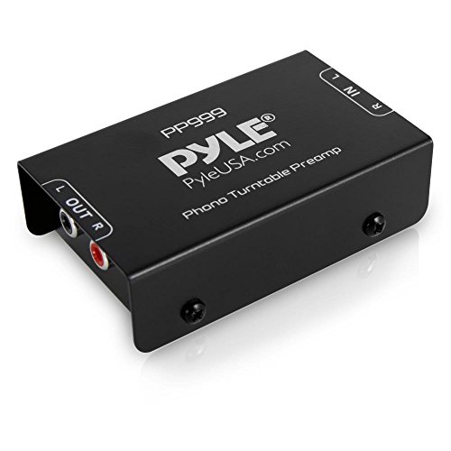 Pyle Phono Turntable Preamp - Mini Electronic Audio Stereo Phonograph Preamplifier with RCA Input, RCA Output & Low Noise Operation Powered by 12 Volt DC Adapter - PP999