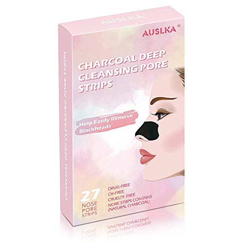 AUSLKA Blackhead Pore Strips, Blackhead Remover For Nose, 27 Counts Deep Cleansing Charcoal Strips