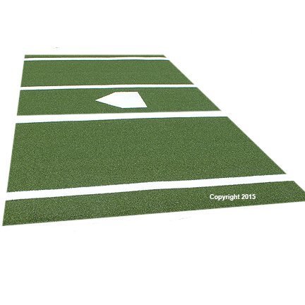 Premium 12' X 6' Baseball/Softball Hitting Mat Green Turf- Foam Backing & Permanent Plate