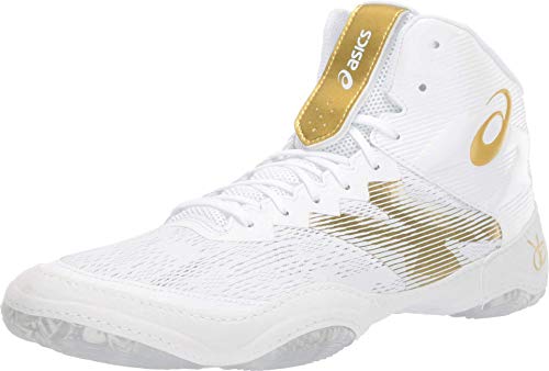 ASICS Men's JB Elite IV Wrestling Shoes, 10.5M, Brilliant White/Rich Gold