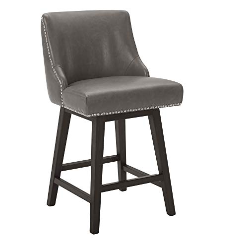 CHITA Counter Height Swivel Barstool, Upholstered Fabric Bar Stool, 26' H Seat Height, Nostalgic Grey