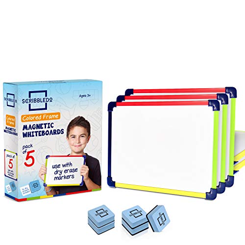 Colored Frame Magnetic Dry Erase White Boards Pack of 5 l 9' X 12' Whiteboard