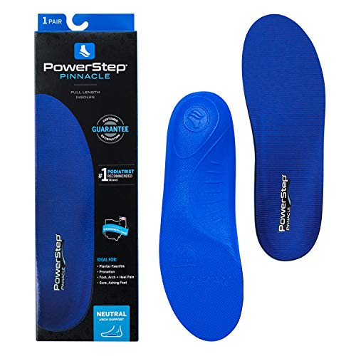 Powerstep Pinnacle Arch Support Orthotic Insert for Plantar Fasciitis, Equipment for Home Workouts, BLUE, Men's 6-6.5, Women's 8-8.5