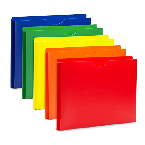 Blue Summit Supplies Poly File Jackets, Letter Size, Straight Cut Tab, Expandable File Jackets with 1” Expanding Pocket, Colored Plastic, Assorted Colors, 20 Pack