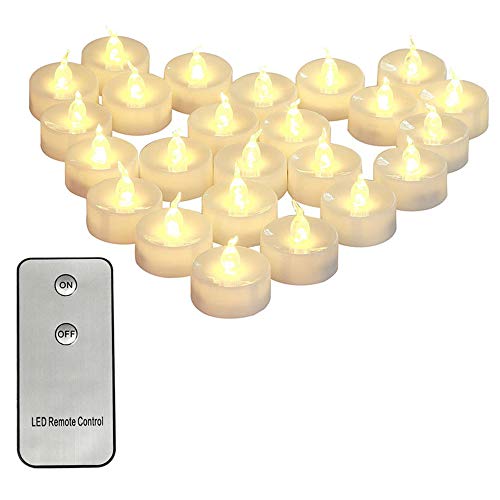 Actpe LED Tea Light, Flameless Flickering Tealight with Remote Control, Long Lasting Battery Operated LED Tealights Candle with Timer for Seasonal & Festival Celebration Pack of 12