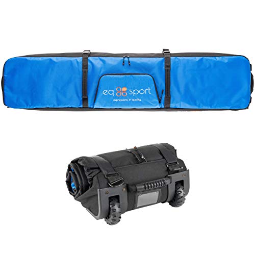 EQ SPORT Padded Snowboard Bag with Wheels for Air Travel (158), Waterproof Roller Snowboard Bag, Rollup Space Saver, Includes Boot Bag for Men/Women