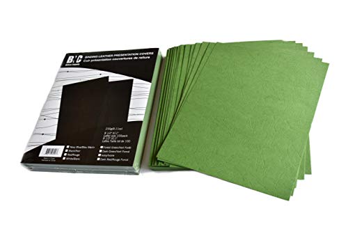 BNC Leather Textures Paper Binding Presentation Covers Pack of 100 Letter Size, Forest Green