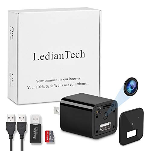 LedianTech Home Surveillance Charger Camera 1080P Motion Detection Wall Adapter Camera Loop Recording 32GB -No WiFi Needed -2019 Version