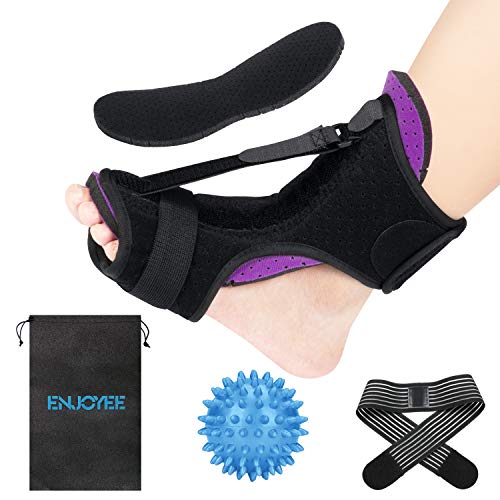 Plantar Fasciitis Night Splint, Enjoyee Adjustable Night Splint for Plantar Fasciitis With Massage Ball, Plantar Fasciitis Splint Night Support Brace Effective Relief for Women Men (Purple)