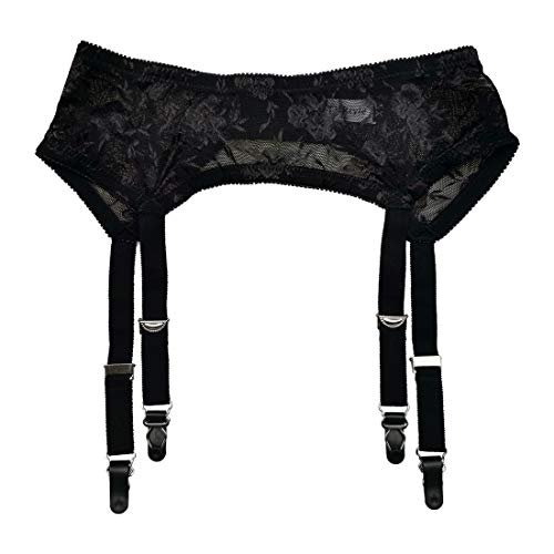 TVRtyle Women's Mysterious Sexy Black 4 Vintage Metal Clips Garter Belts for Stockings (Medium)