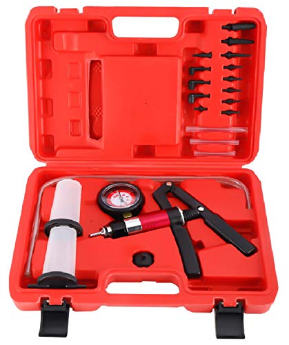 8MILELAKE 21pcs Handheld Vacuum Pump Set Tester Compatible for Automotive with Adapters Brake Bleeder Test Kit