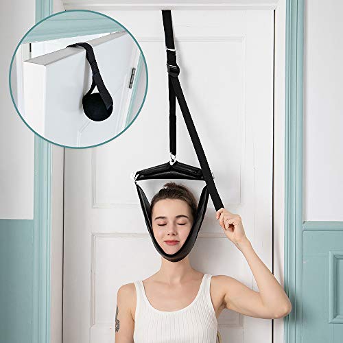 Portable Cervical Neck Traction Over Door Device for Neck Pain Relief, Overhead Traction Stretcher Home Physical Therapy for Arthritis, Disc Bulges and Spinal Decompression