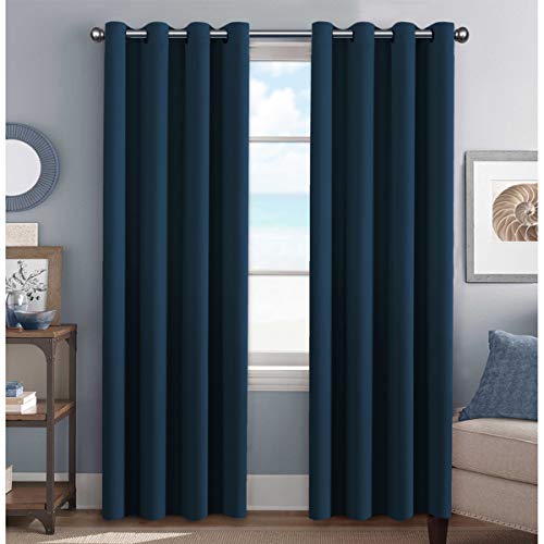 H.VERSAILTEX Ultra Thick and Soft Blackout Curtains for Bedroom, Room Darkening Thermal Insulated Extra Long Curtains/Drapes, Privacy Curtain Panels (52 Inch by 108 Inch, Navy Blue, 2 Panels)