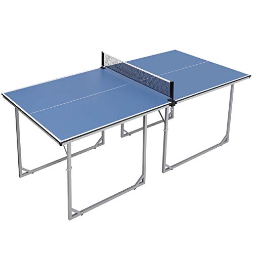 F2C 6'x3' Foldable Ping Pong Table with Net Instant Set-up Table Tennis Table, Compact Midsize Regulation Height for Indoor Outdoor