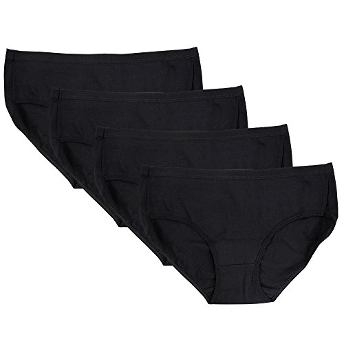 Closecret Women Comfort Cotton Stretch Hipster Panty(L, 4 Black)
