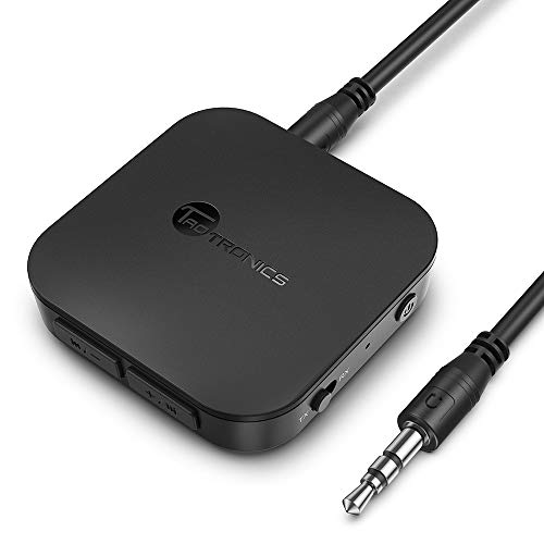 TaoTronics Bluetooth 5.0 Transmitter/Receiver, Wireless 3.5mm Audio Adapter (Low Latency, Pair 2 at Once, for TV/Car Sound System, Volume Control)