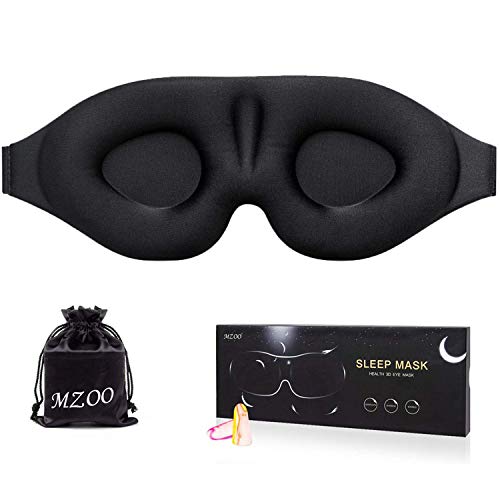 Sleep Eye Mask for Men Women, 3D Contoured Cup Sleeping Mask & Blindfold with Ear Plug Travel Pouch, Concave Molded Night Sleep Mask, Block Out Light, Soft Comfort Eye Shade Cover for Yoga Meditation