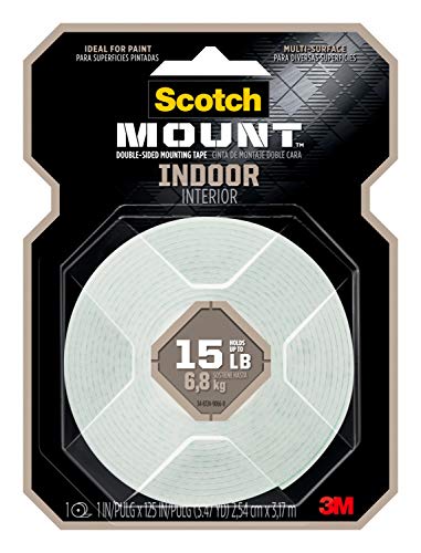 Scotch Indoor Mounting Tape, 1-inch X 125-inches, White, 1-Roll (314H-MED)