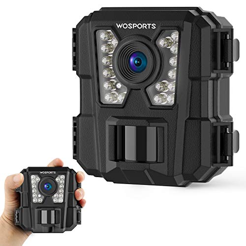 WOSPORTS Mini Trail Camera 1080P Hunting Wildlife Cameras with Night Vision, Upgraded Waterproof IP56 Camera for Home Security Wildlife Monitoring Hunting