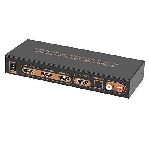 3x1 HDMI Switch with TOSLINK Optical SPDIF & RCA L/R Audio Out, 3 Port HDMI Audio Extractor Splitter with Remote, Supports ARC, 4kx2k@30hz, Full 3D, 1080P