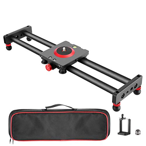 Neewer Camera Slider Carbon Fiber Dolly Rail, 16 inches/40 Centimeters with 4 Bearings for Smartphone Nikon Canon Sony Camera 12lbs Loading