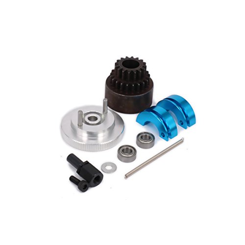 RCAWD Two Speed Clutch Set Bell Shoes Springs Flywheel Bearings Axle 16T-21T 16-21 Tooth Teeth for 1/10 RC Hobby Model Nitro Car HPI HSP Traxxas Axial 1set(Blue)