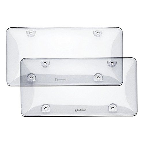 Zento Deals 2 Pieces of Clear Bubble Design Unbreakable License Plate Covers-Heavy-Duty Fits All Standard 6x12 Inches Novelty/License Plates