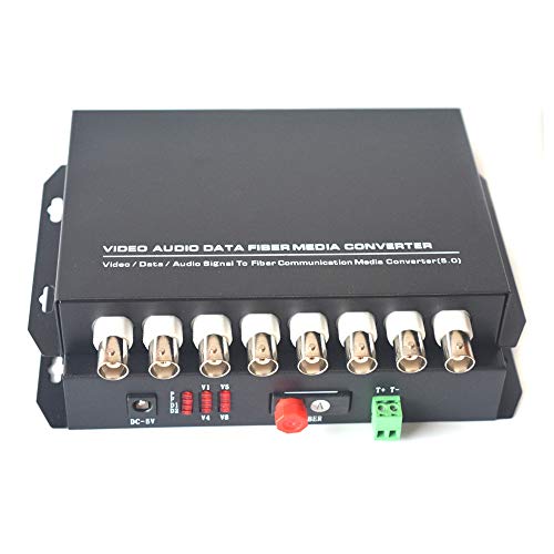 Primeda-tronic 8 Channels Video Over one Fiber Optic Media Converters for Camera Surveillance,Include Transmitter and Receiver