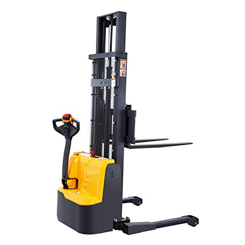 Xilin Full Electric Powered Stacker Material Lift with Straddle Legs 98' Lifting Height with Adjustable Forks 2200lbs Capacity