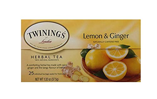 Twinings of London Lemon & Ginger Herbal Tea Bags, 25 Count