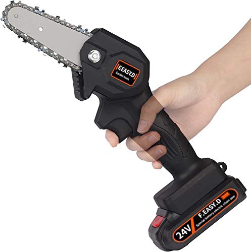 4-Inch 24V Cordless Handheld Chainsaw, Electric Portable Chainsaw Lithium-iON for Tree Branch Wood Cutting