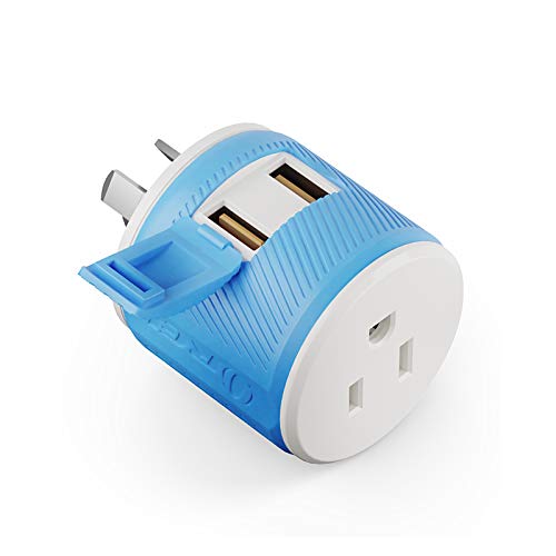 Australia, New Zealand, China Travel Plug Adapter by OREI with Dual USB + Surge Protection - Type I (U2U-16), Will Work with Cell Phones, Camera, Laptop, Tablets, iPad, iPhone and More