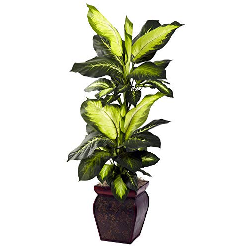 Nearly Natural Golden Dieffenbachia with Decorative Planter, Green