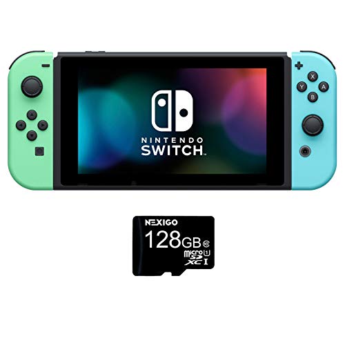 Nintendo Switch Console - Animal Crossing: New Horizons Edition + NexiGo 128GB MicroSD Card Holiday Bundle