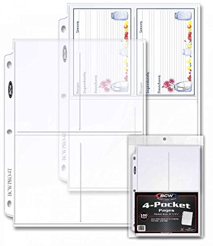BCW Pro 4-Pocket Photo Protective Page, Holds 3.5' x 5.25' Photos (100-Count)