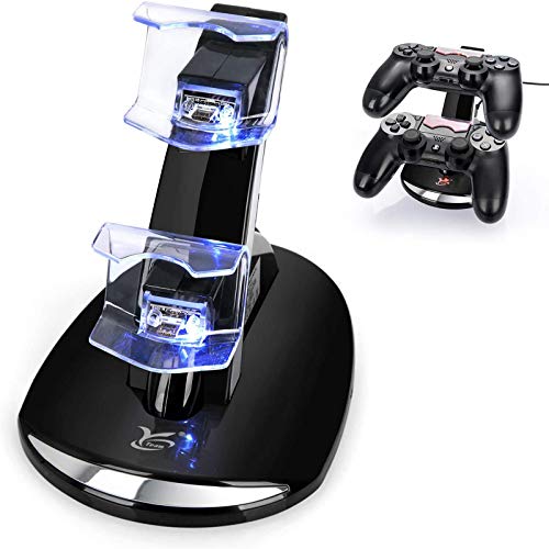 PS4 Controller Charger, Y Team Playstation 4 / PS4 / PS4 Pro / PS4 Slim Controller Charger Charging Docking Station Stand.Dual USB Fast Charging Station & LED Indicator for Sony PS4 Controller--Black