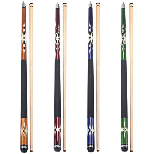 GSE Games & Sports Expert 58' 2-Piece Canadian Maple Billiard Pool Cue Stick(4 Colors, 18-21oz) (Set of 4 Colors)